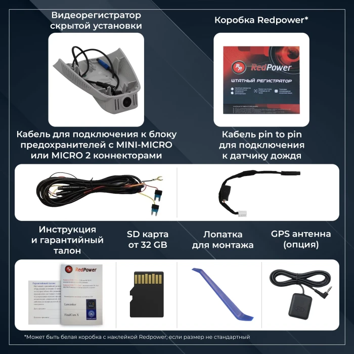 Штатный двухканальный видеорегистратор RedPower DVR-MBC-G DUAL для Mercedes C-Class, E-Class и GLC-Class (2014+) серый